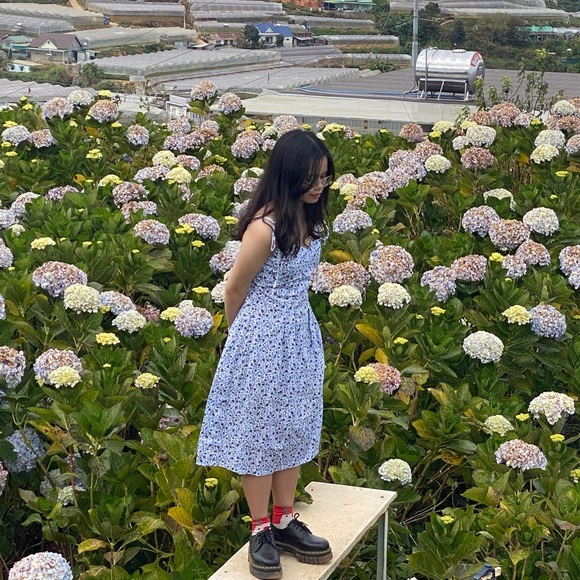 Blue floral midi dress - Picture 4 of 8